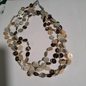 shiny round disc long double strand necklace
